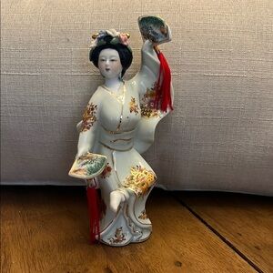 Porcelain Geisha Figurine with Floral Design